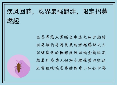 疾风回响，忍界最强羁绊，限定招募燃起